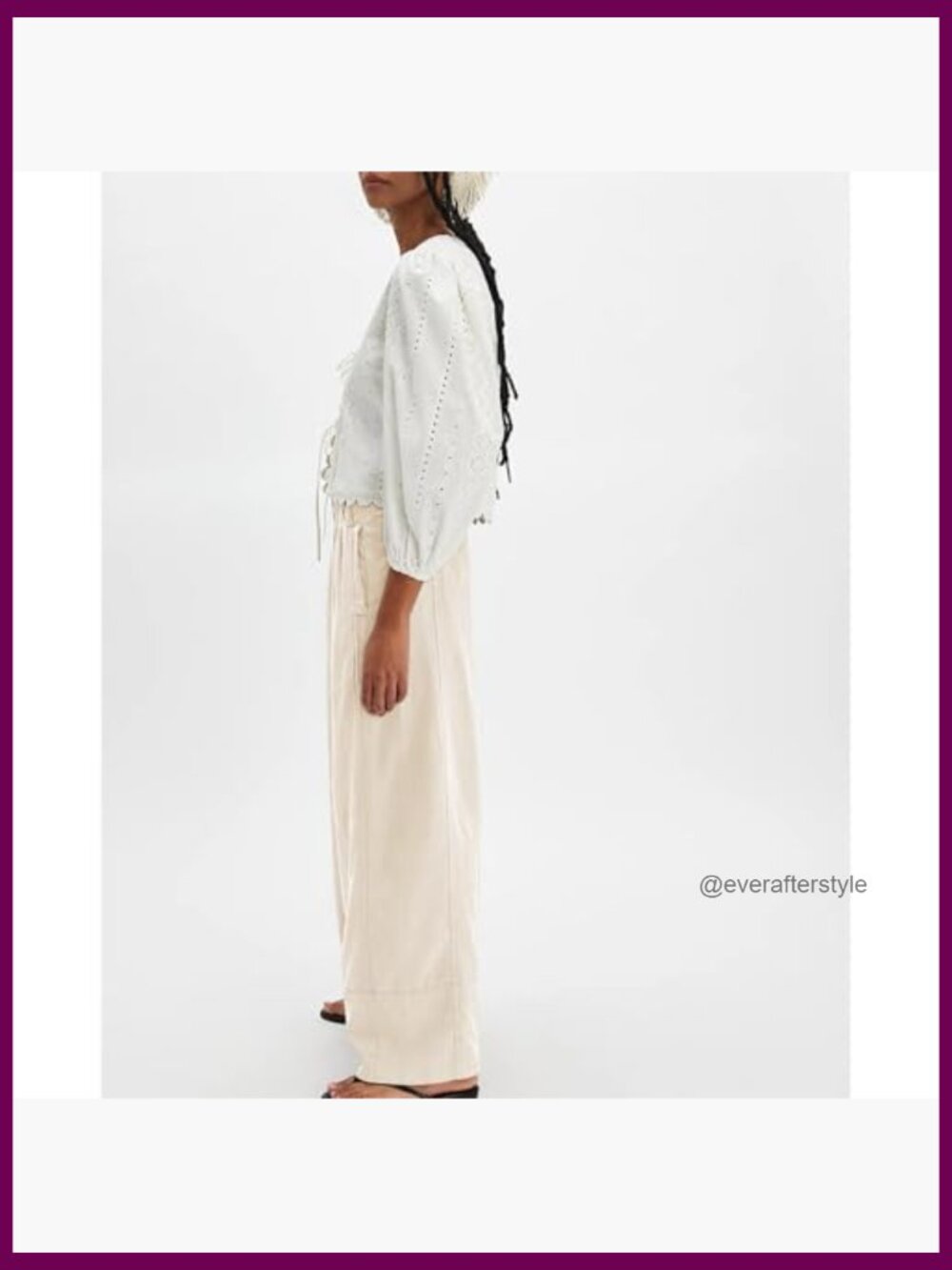 Cotton Linen Wide Leg Palazzo Pants with Pockets Casual Lounge Trousers - Picture 3 of 7